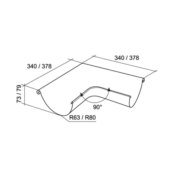 Grand Line угол желоба внешний 90 градусов Ø125/90 мм