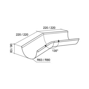Grand Line угол желоба внутренний 135 градусов Ø125/90 мм