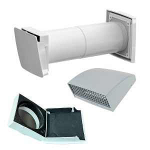 Vilpe WIVE 100 улучшенный приточный клапан с термостатом и белым ветрозащитным козырьком