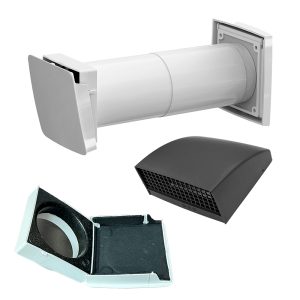 Vilpe WIVE 100 улучшенный приточный клапан с термостатом и графитовым ветрозащитным козырьком